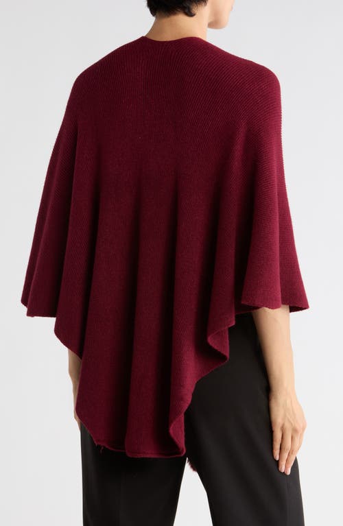 Nanette Lepore Elegant Cropped Pompom Ruana In Burgundy