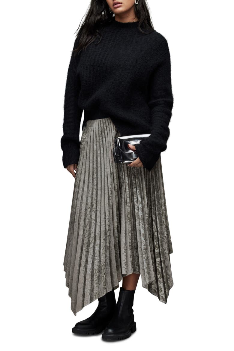 Phia Snakeskin Print Maxi Skirt, Alternate, color, SILVER