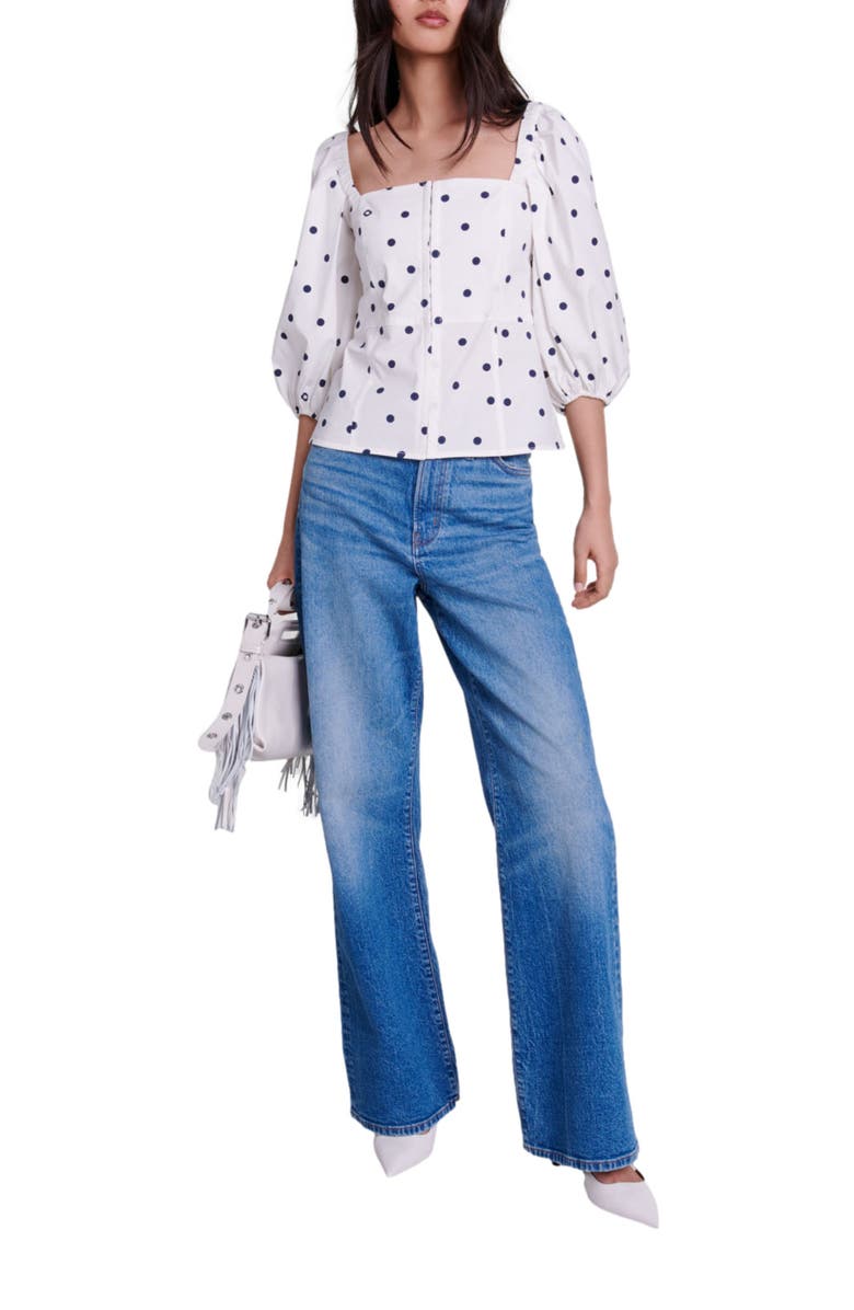 maje Puff-sleeved top, Alternate, color, 