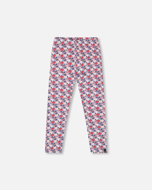 Deux Par Deux Kids'  Organic Cotton Leggings Apple In Blue