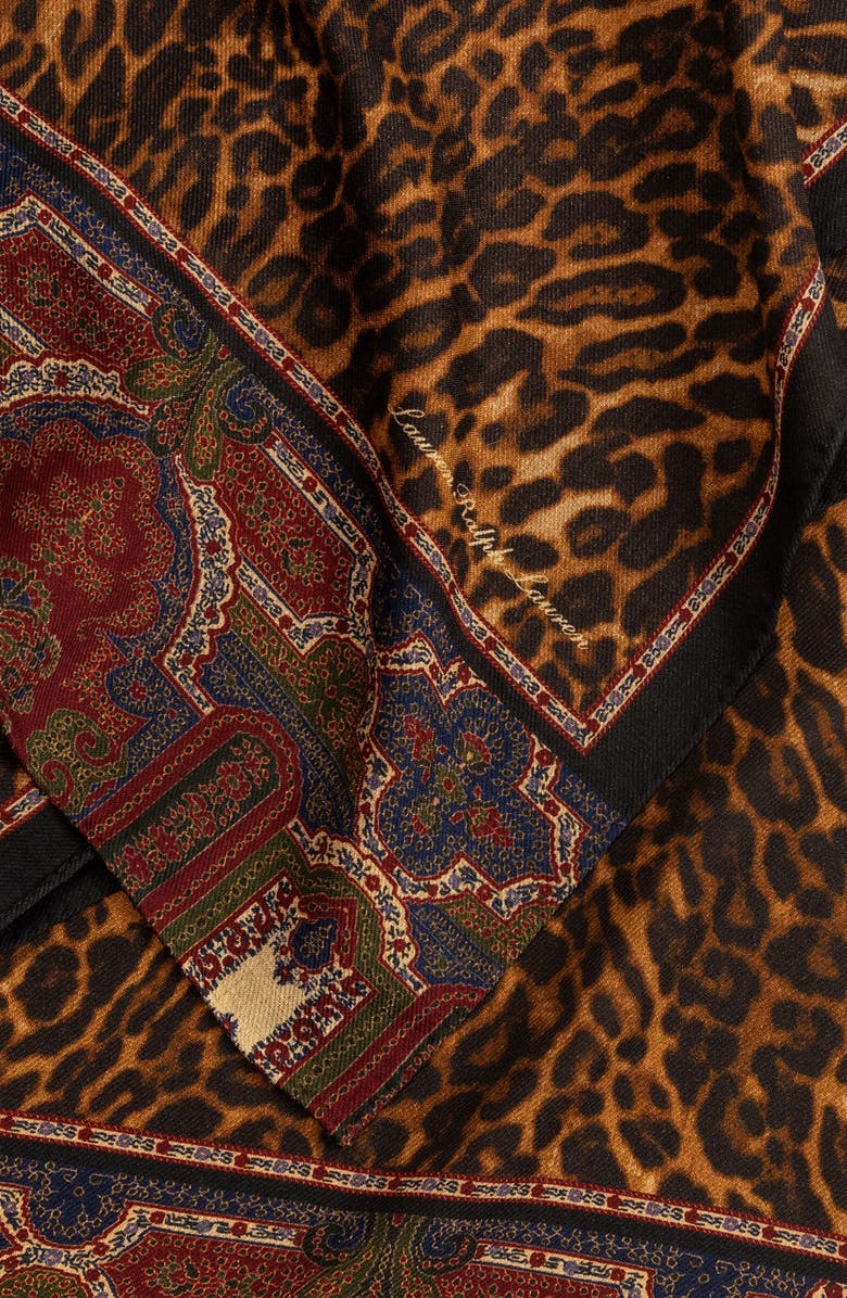 Lauren Ralph Lauren Leopard & Paisley Print Wool Scarf, Alternate, color,