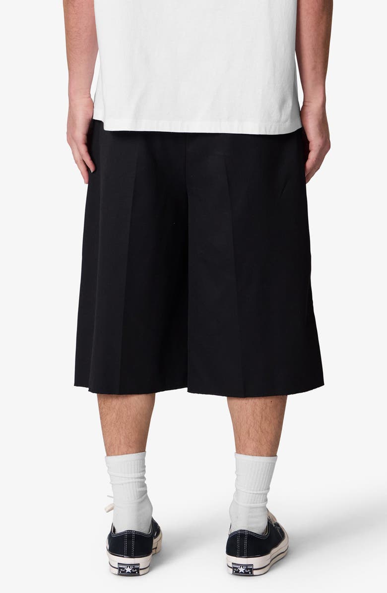 mnml Pleated Baggy Cotton Blend Shorts, Alternate, color, Black