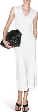 MANGO Rib Knit V-Neck Midi Dress