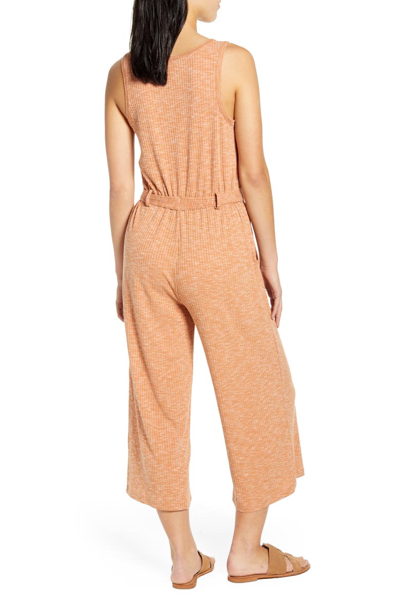 Devin Mélange Rib Jumpsuit, Alternate, color, HAZEL