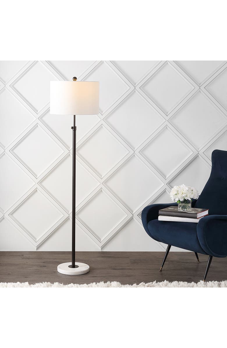 JONATHAN Y June 65" Adjustable Metal/Marble LED Floor Lamp, Alternate, color, Oil Rubbed Bronze