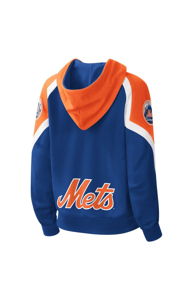 STARTER Women's Starter Royal/Orange New York Mets Hail Mary Full-Zip Hoodie, Alternate, color, 