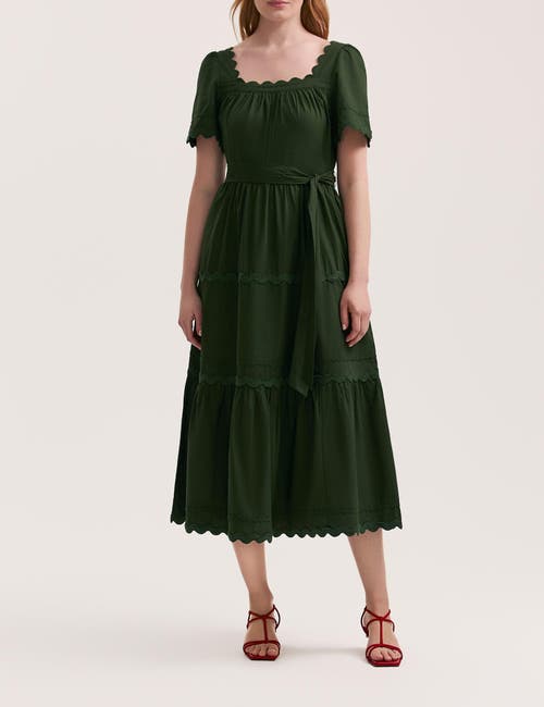 Finery London Corina Cotton Midi Tiered Dress In Brown