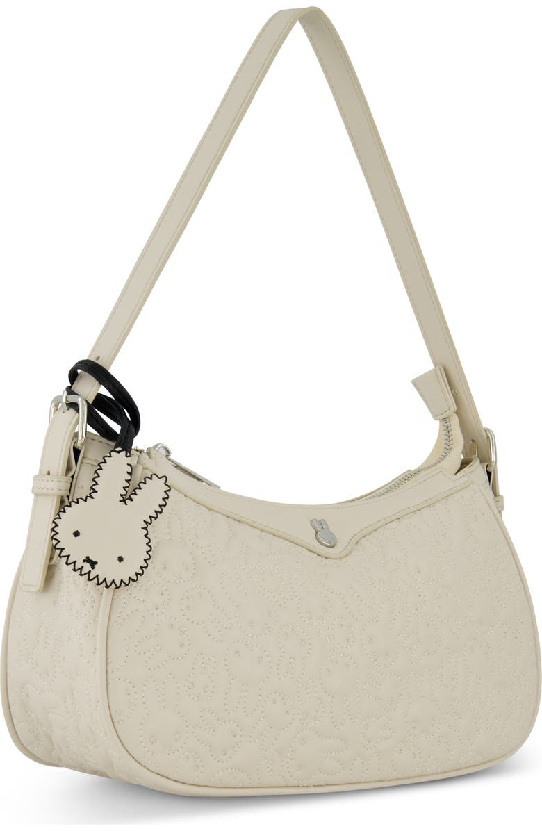 Daniele Nicole Miffy Quilted PU Shoulder Bag with Charm, Alternate, color, White