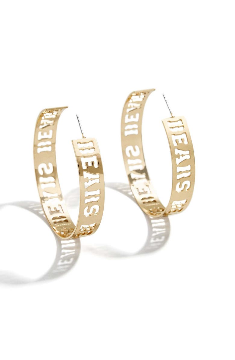 WEAR by Erin Andrews x Baublebar Gold Chicago Bears Large Cutout Hoop Earrings, Main, color, 