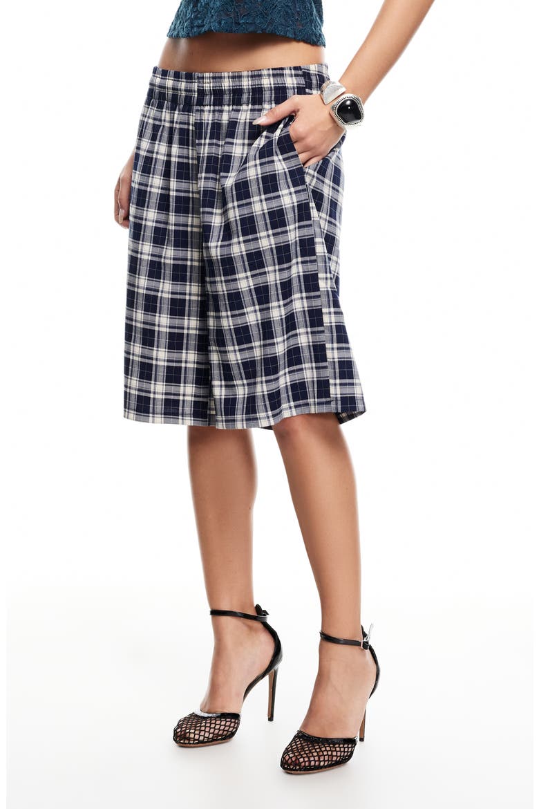 Sevigney Plaid Long Shorts, Alternate, color, NAVY CHECK