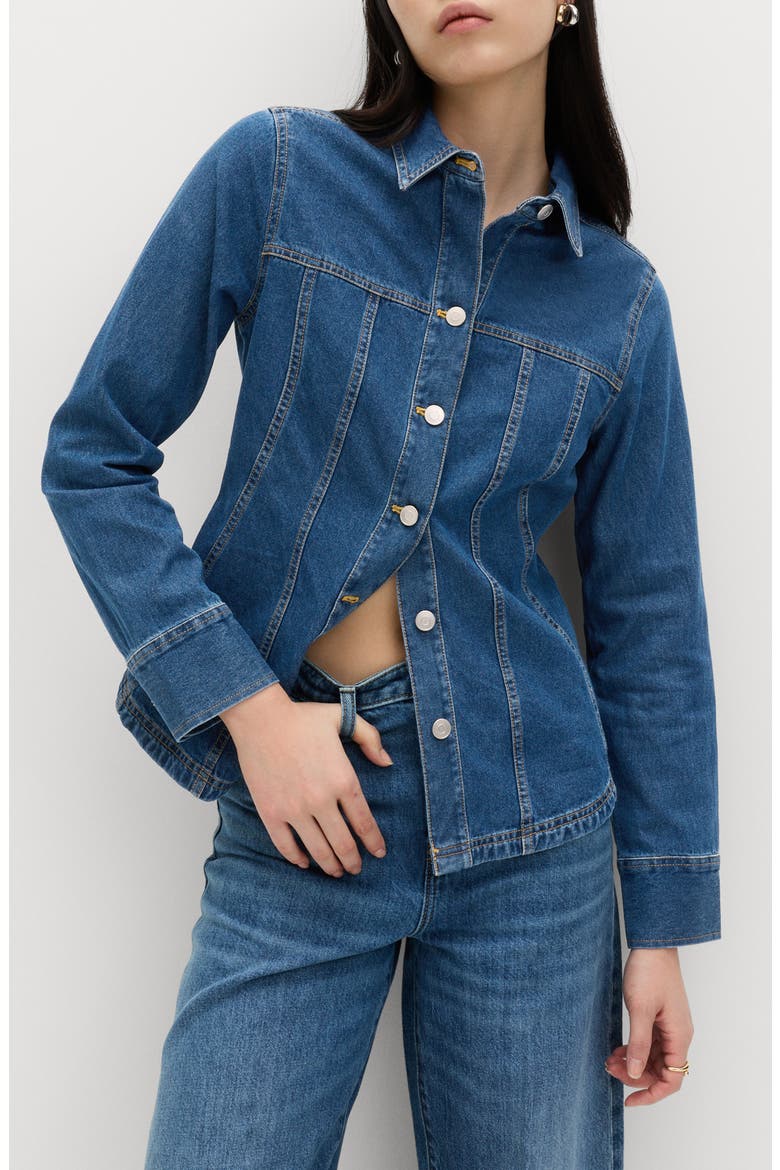 Denim Statement Shirt, Main, color, BLUE DENIM