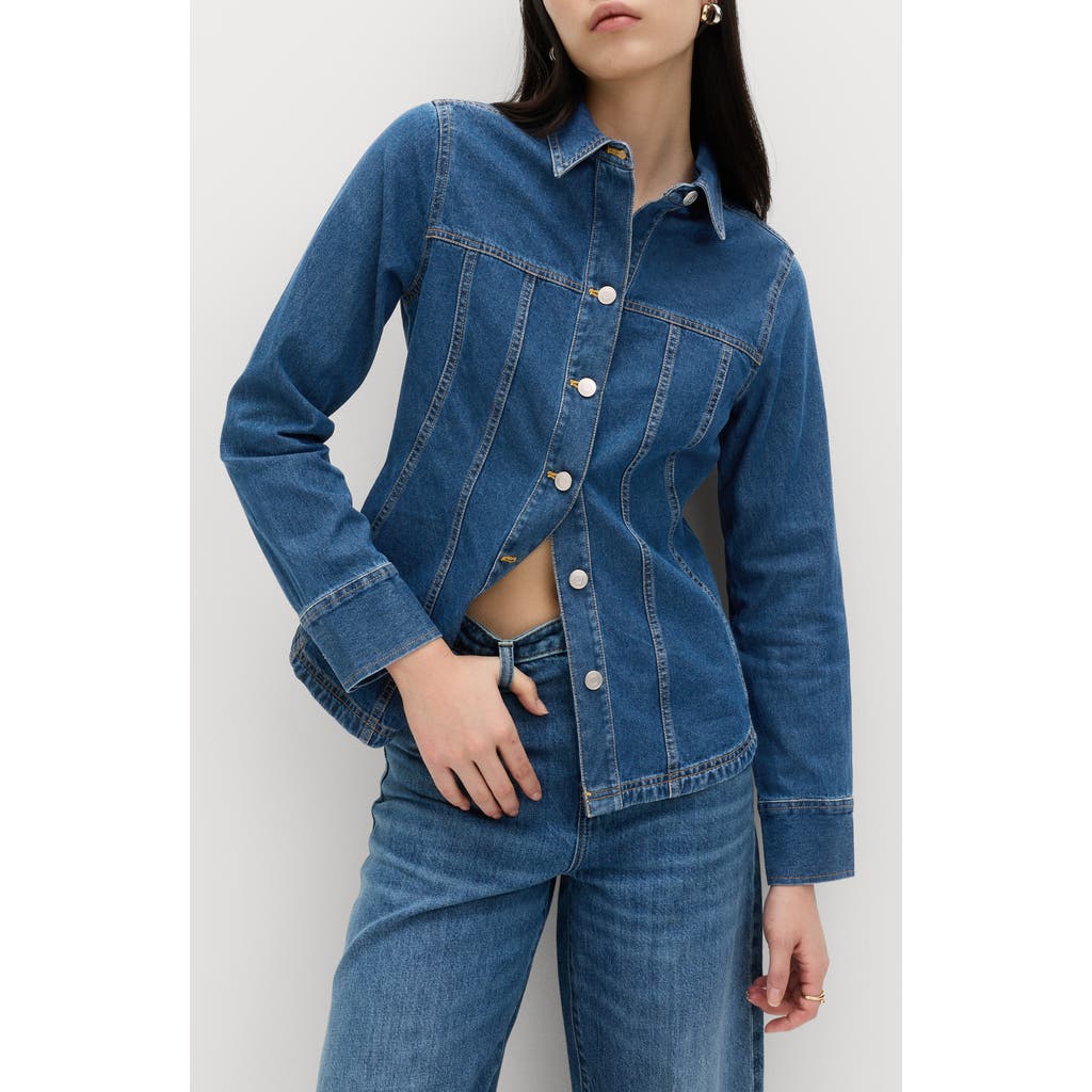 M&s Denim Statement Shirt In Blue