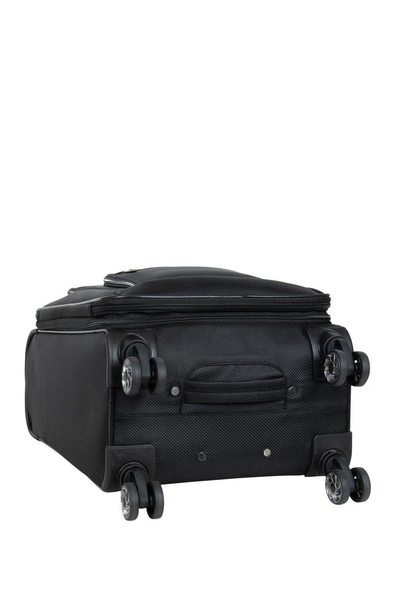 Rugged Roamer Dobby Softside Expandable Spinner Carry-On Luggage, Alternate, color, BLACK