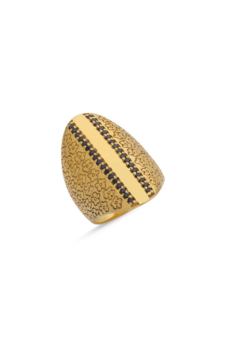 18k Gold Vermeil Eclipse Flower Onyx Ring, Main, color, Gold & Black