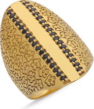 OGÉ Jewelry 18k Gold Vermeil Eclipse Flower Onyx Ring