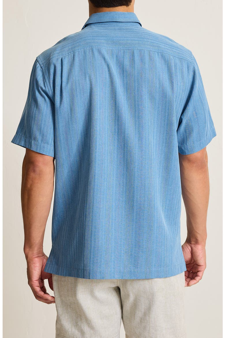 Maui Border Silk Short Sleeve Button-Up Shirt, Alternate, color, BUCCANEER BLUE
