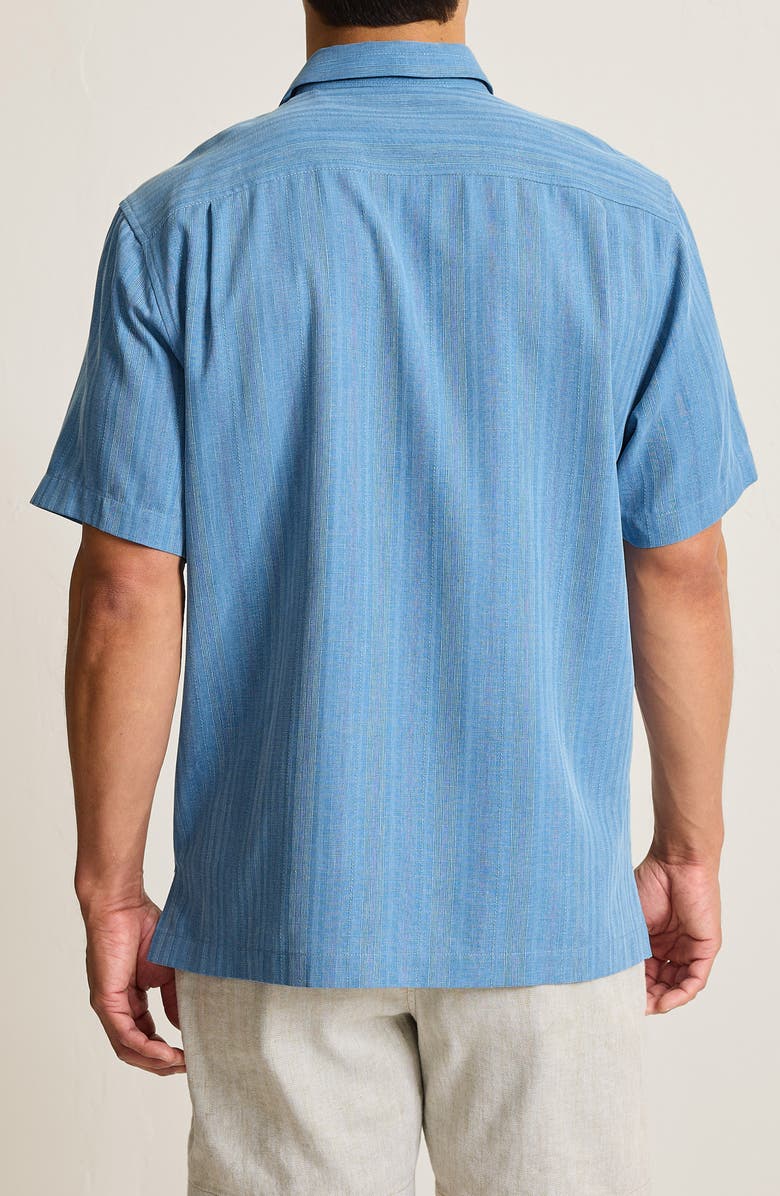 Tommy Bahama Maui Border Silk Short Sleeve Button-Up Shirt, Alternate, color, Buccaneer Blue