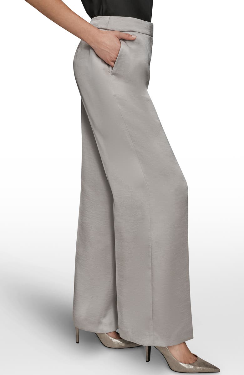 Donna Karan New York Clean Front Wide Leg Satin Pants, Alternate, color, Vapor