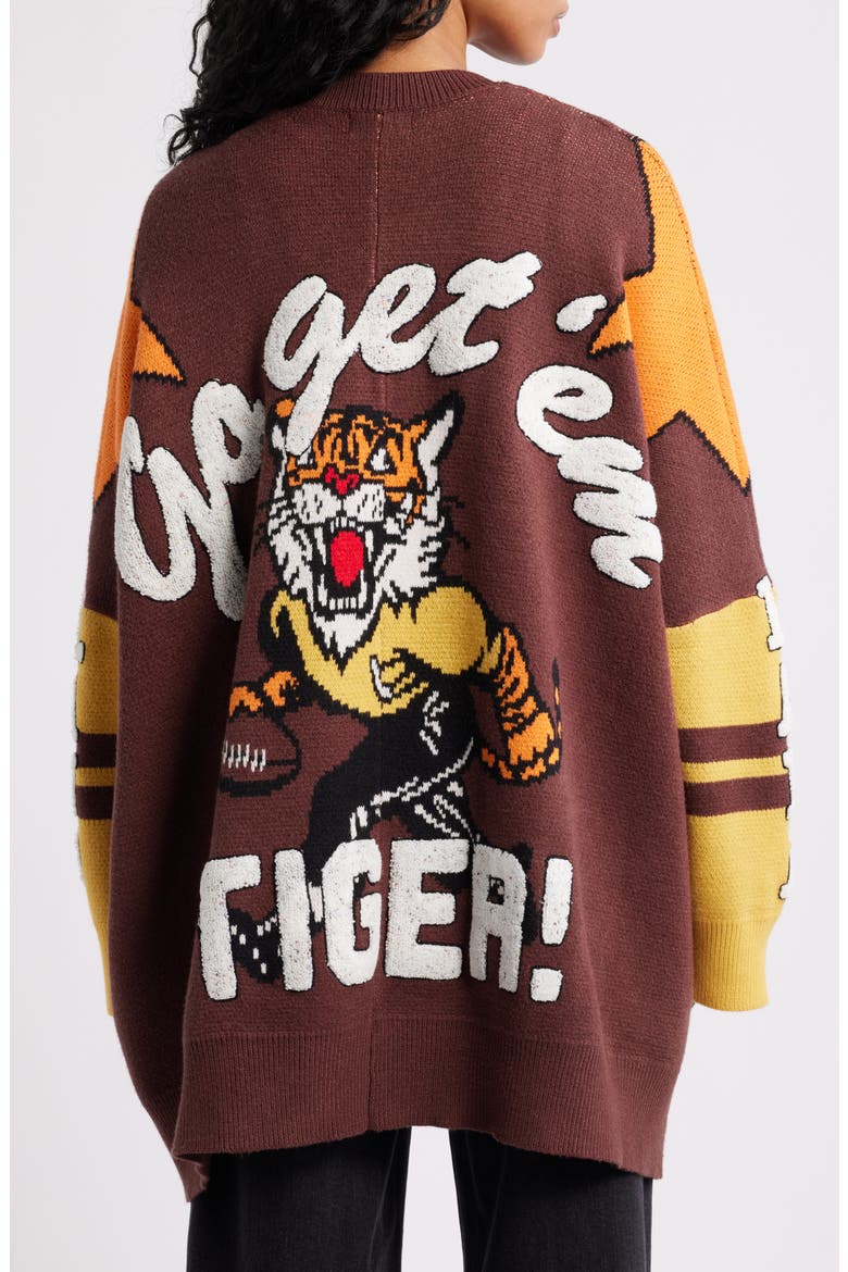 Go Get Em Tiger Collegiate Cardigan, Alternate, color, BROWN
