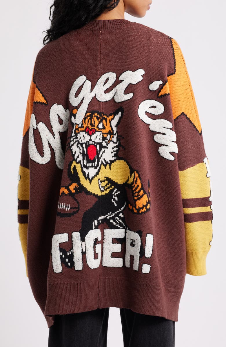 Dressed in Lala Go Get Em Tiger Collegiate Cardigan, Alternate, color, Brown