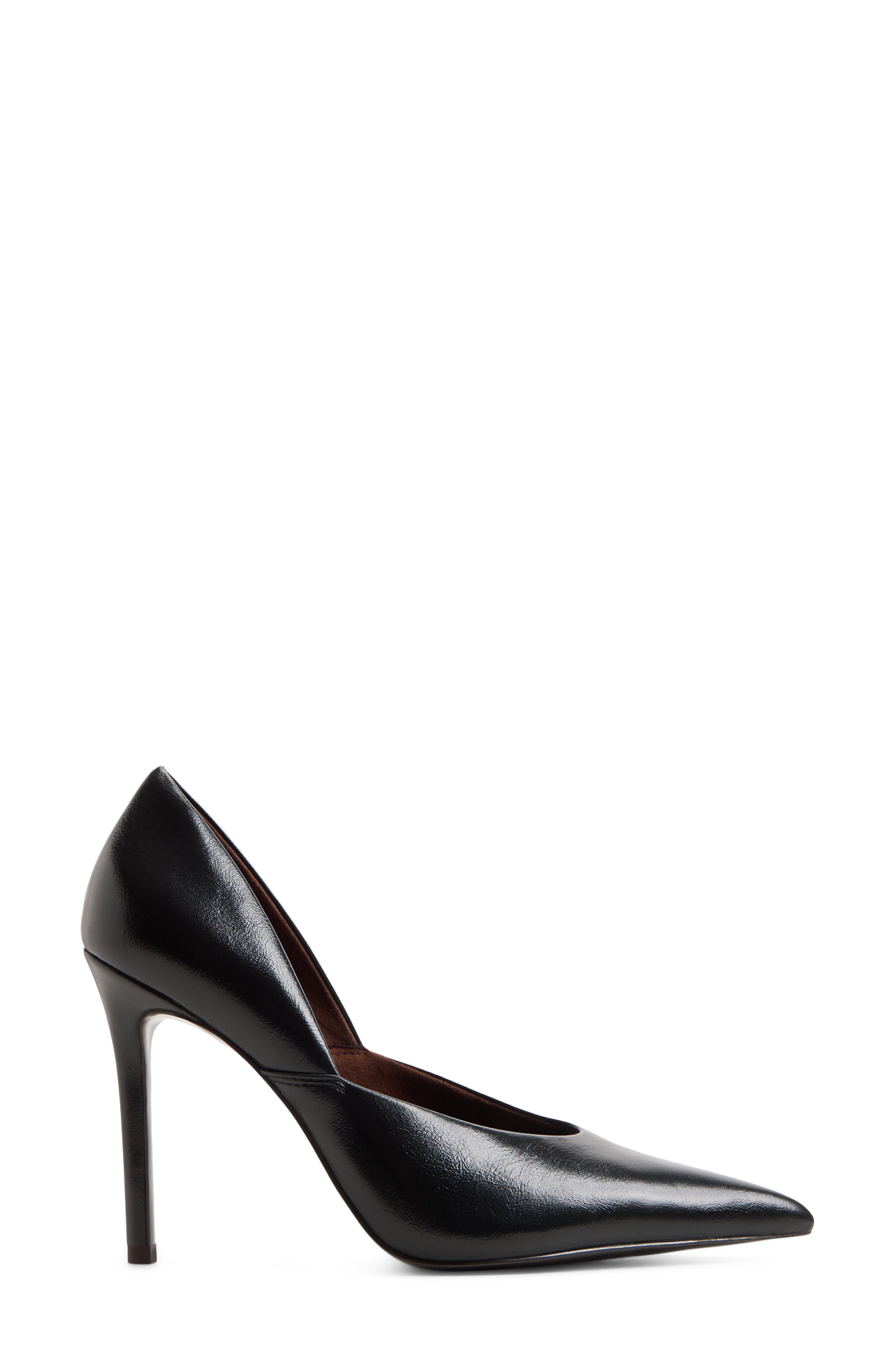 Savaana Pointed Toe Faux Leather Pump, Alternate, color, BLACK