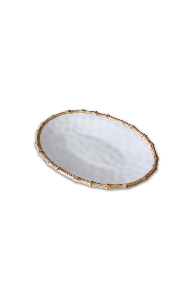 Vida Cane Medium Oval Platter, Main, color, White
