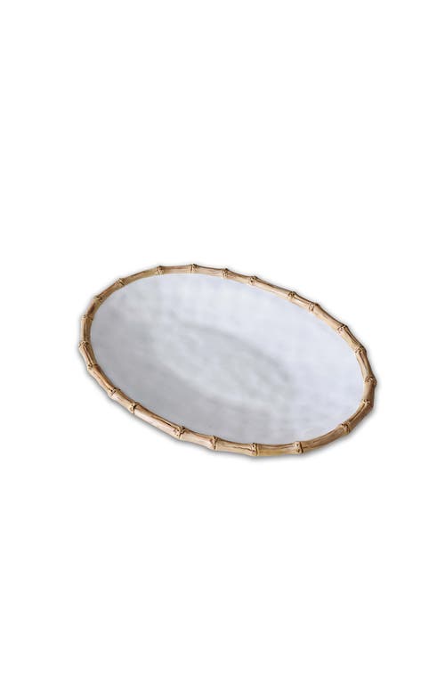 Beatriz Ball Collection Vida Cane Medium Oval Platter In White