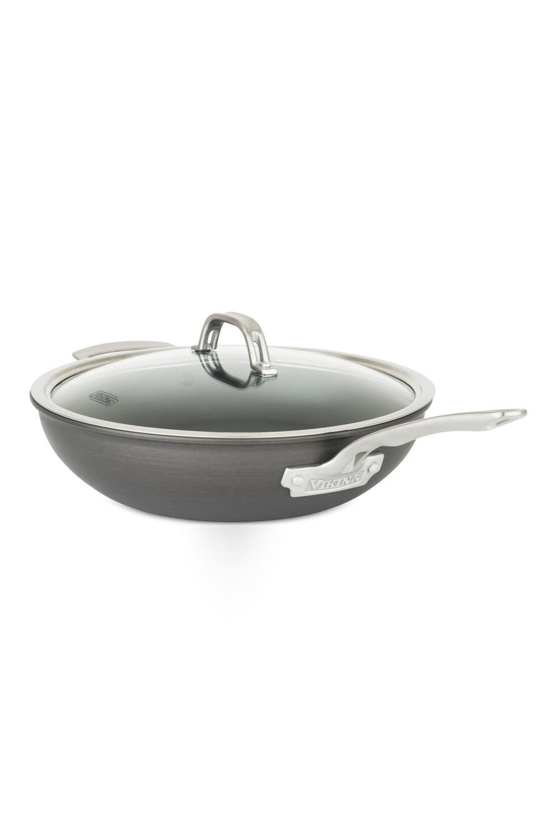 Hard Anodized Nonstick 12-Inch Chef Pan with Lid, Main, color, DARK GREY