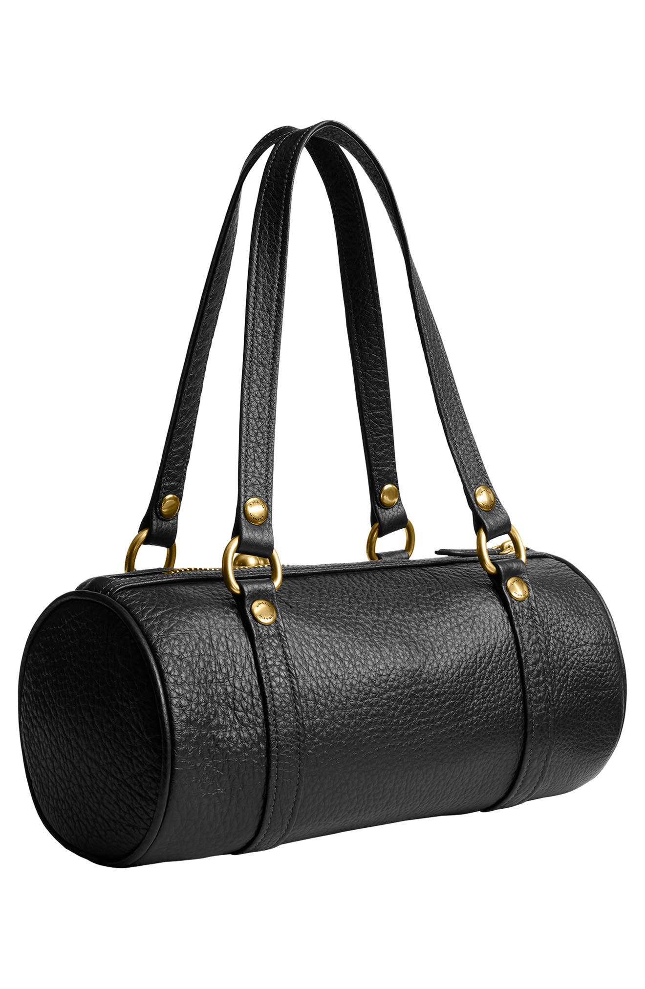 COACH Kisslock Leather Barrel Bag, Alternate, color, 