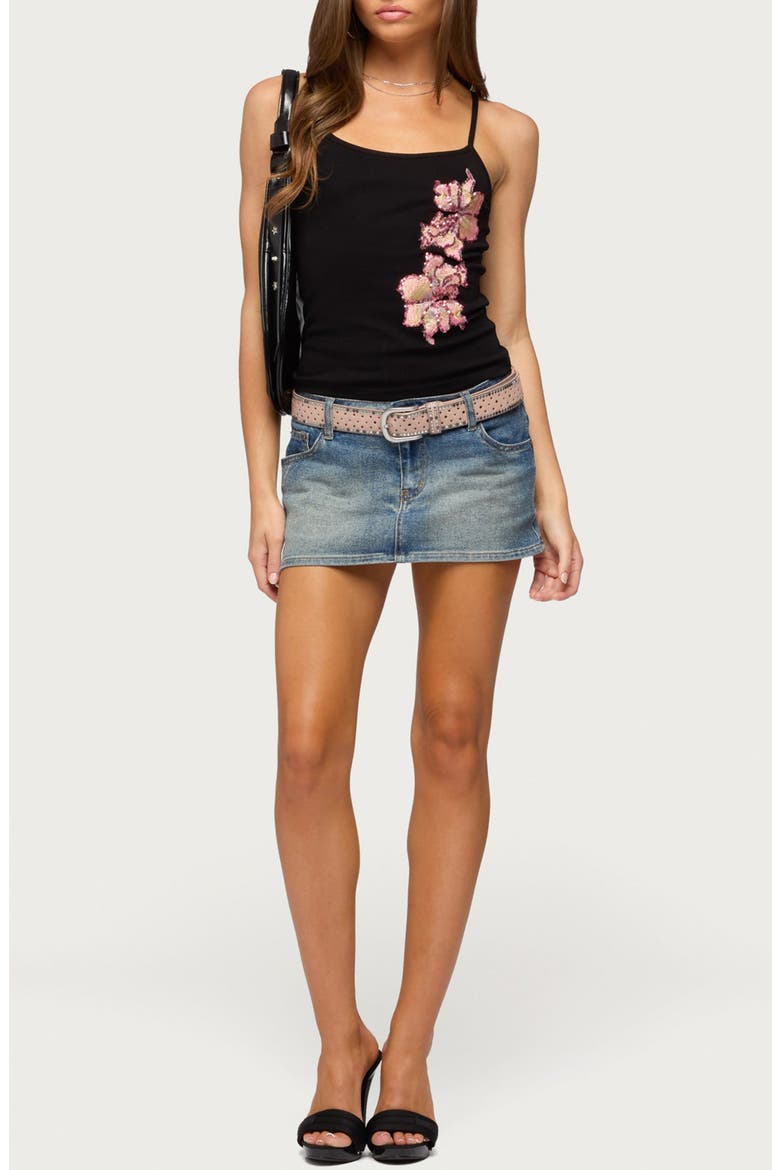 Sylvanna Sequin Floral Camisole, Alternate, color, BLACK