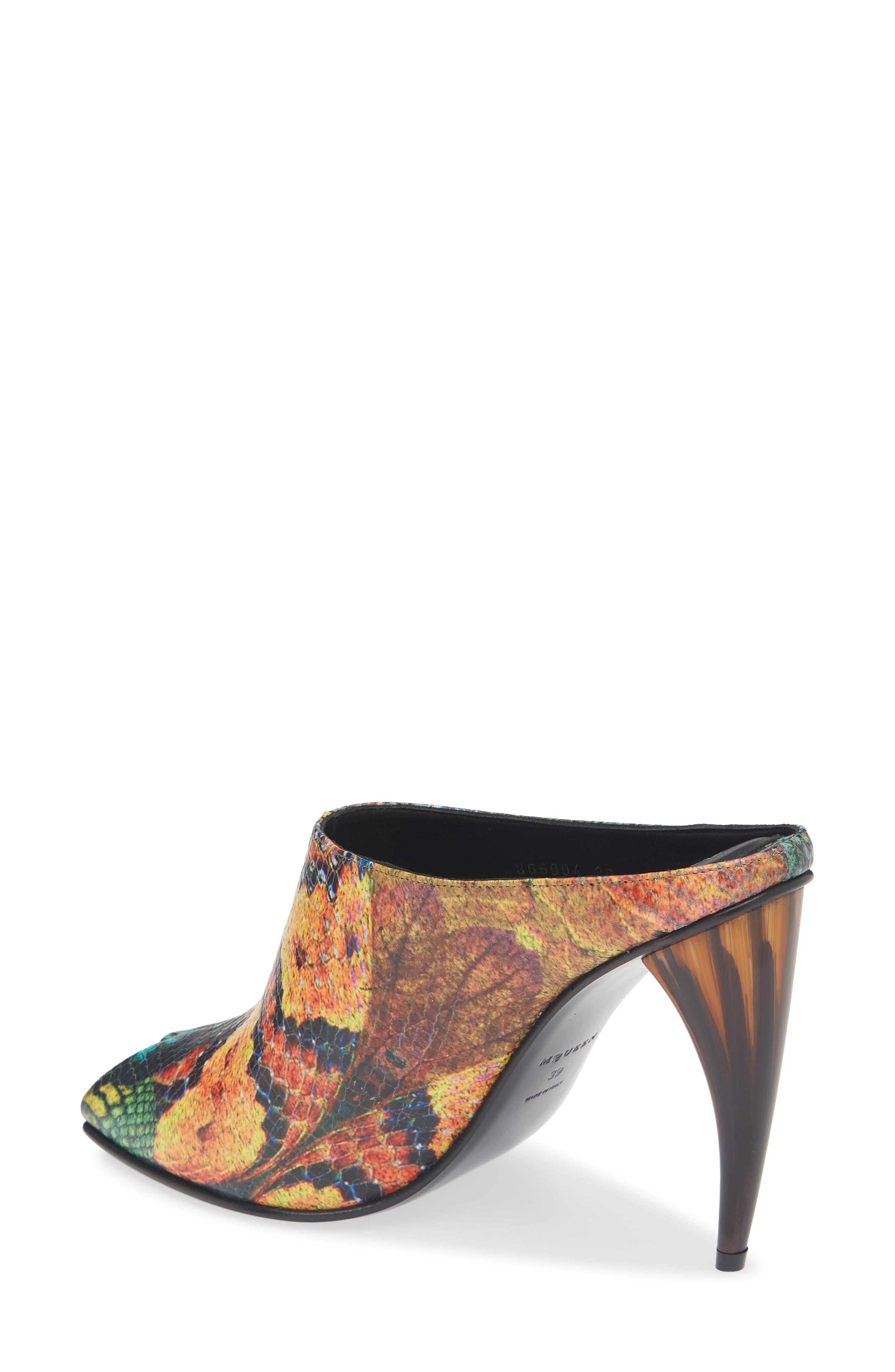 Horn Shaped Heel Peep Toe Mule, Alternate, color, SUN