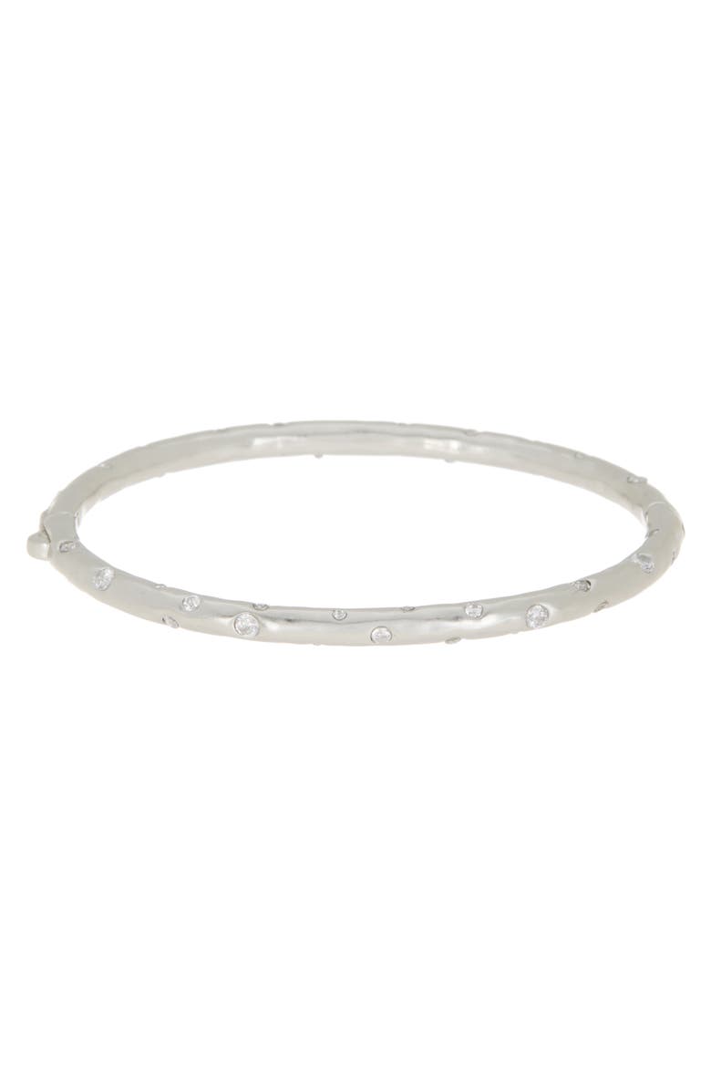 stone bangle bracelet, Main, color, CLEAR/ SILVER.