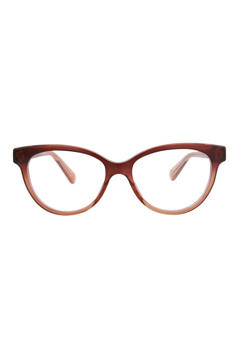 52mm Cat Eye Optical Glasses, Main, color, BROWN BROWN TRANSPARENT