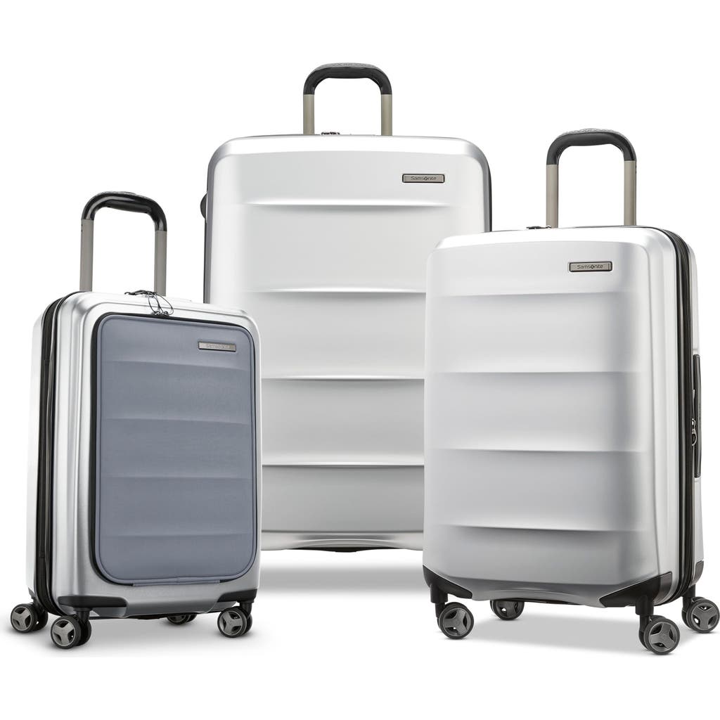 Samsonite Octiv 3-piece Set (pro Front Pocket 20/24/28) Hardside Spinner In Silver