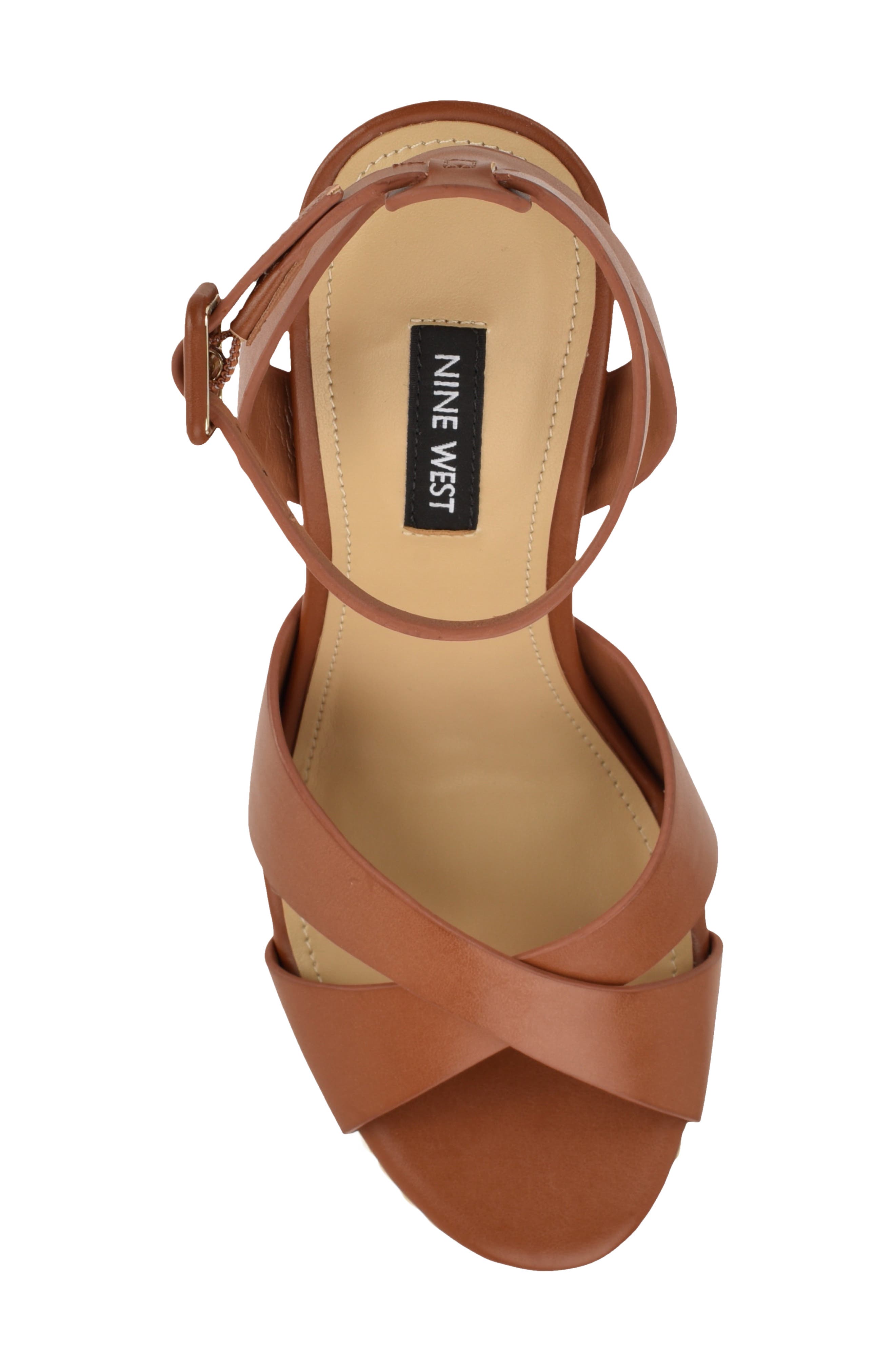 Nine West Ankle Strap Platform Sandal, Alternate, color, Medium Brown