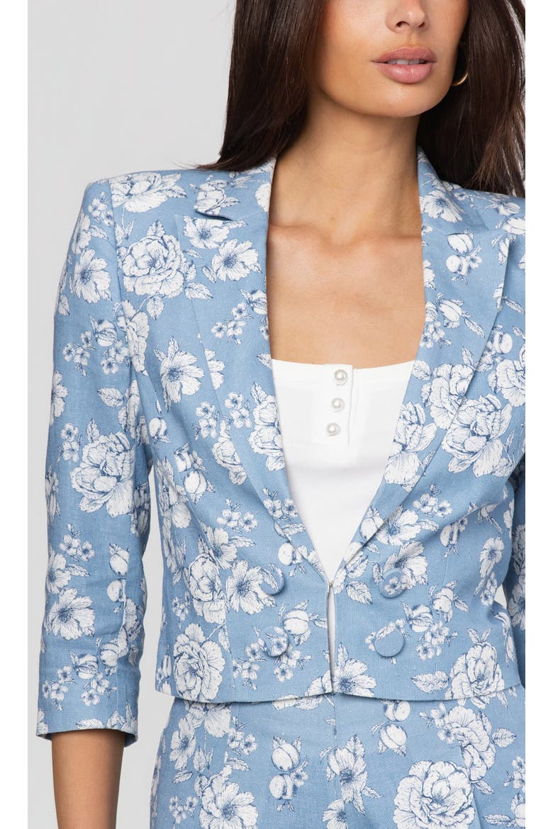 Emmeline Floral Linen Blazer, Alternate, color, Heritage Toile Bl/Wh