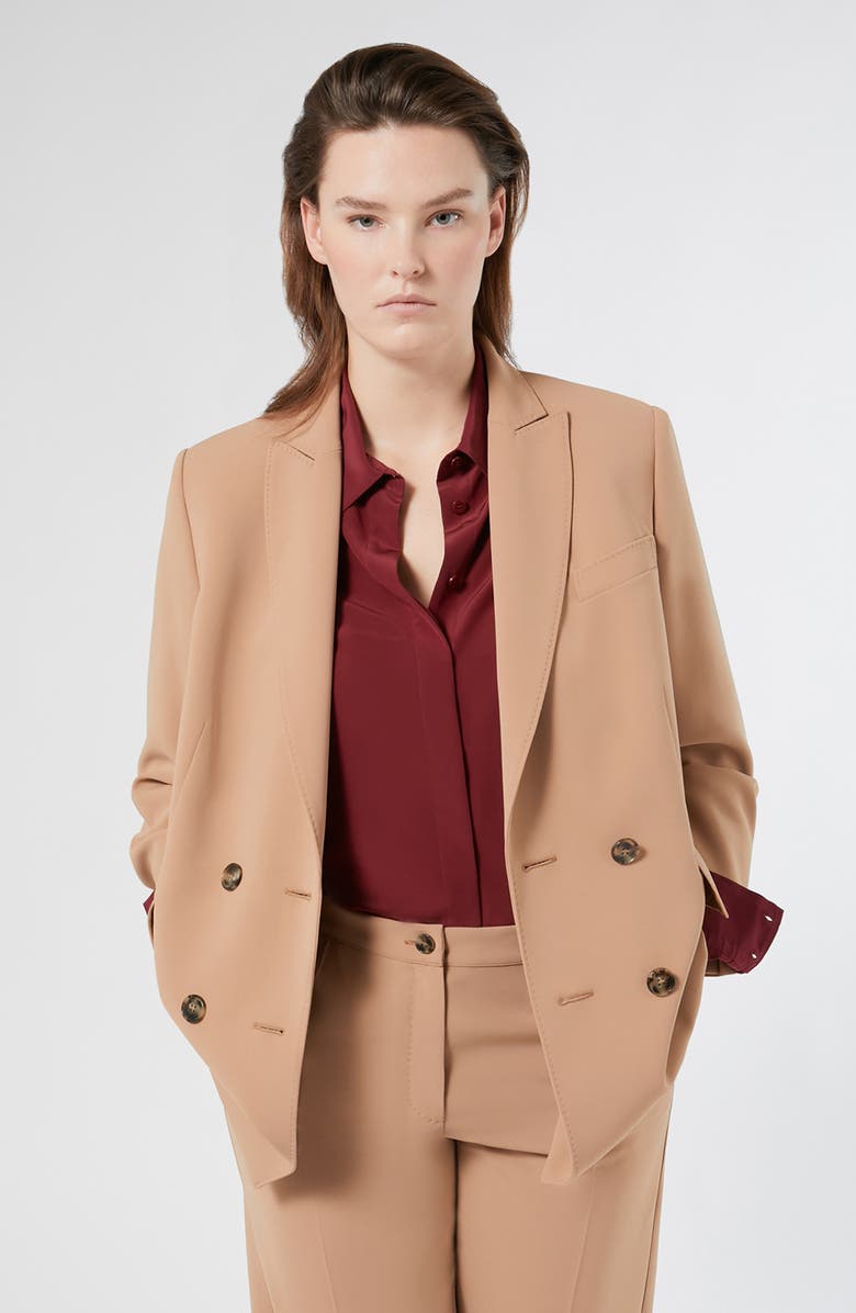 Marina Rinaldi Fox Double Breasted Jacket, Alternate, color, Camel
