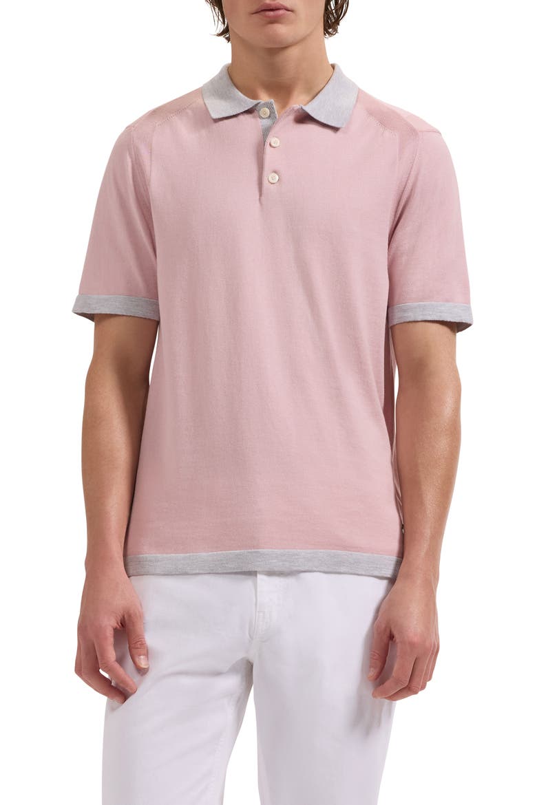 Cotton Blend Polo Sweater, Main, color, DUSTY PINK