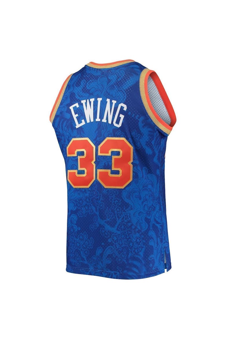 Men's Mitchell & Ness Patrick Ewing Blue New York Knicks Hardwood Classics 1991-92 Lunar New Year Swingman Jersey, Alternate, color, Blue