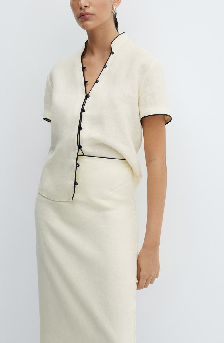 MANGO Back Slit Linen Skirt, Alternate, color, 