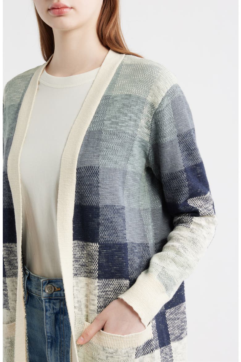 Cotton Duster Cardigan, Alternate, color, NAVY/ IVORY MULTI