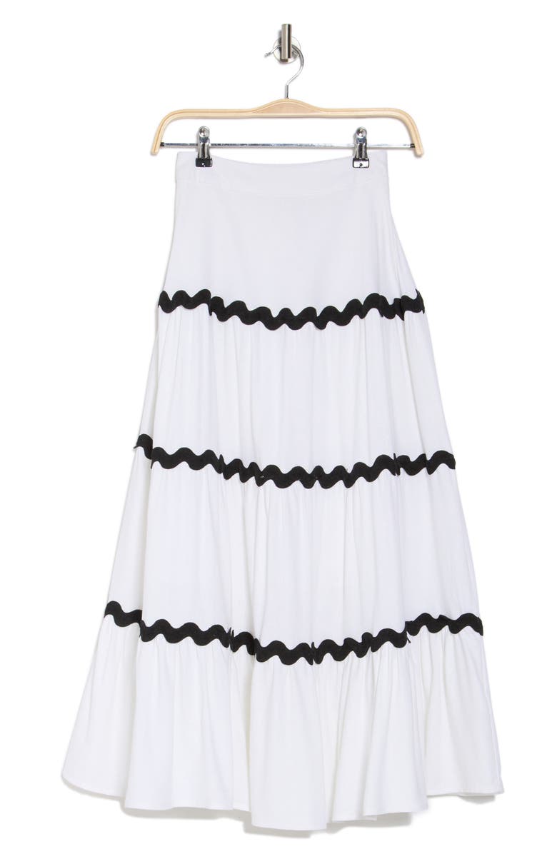 BY DESIGN Roye Rickrack Tiered Skirt, Alternate, color, White/ Black