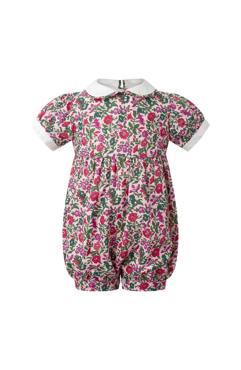 Rachel Riley Floral Button-Front Babysuit, Main, color, Pink