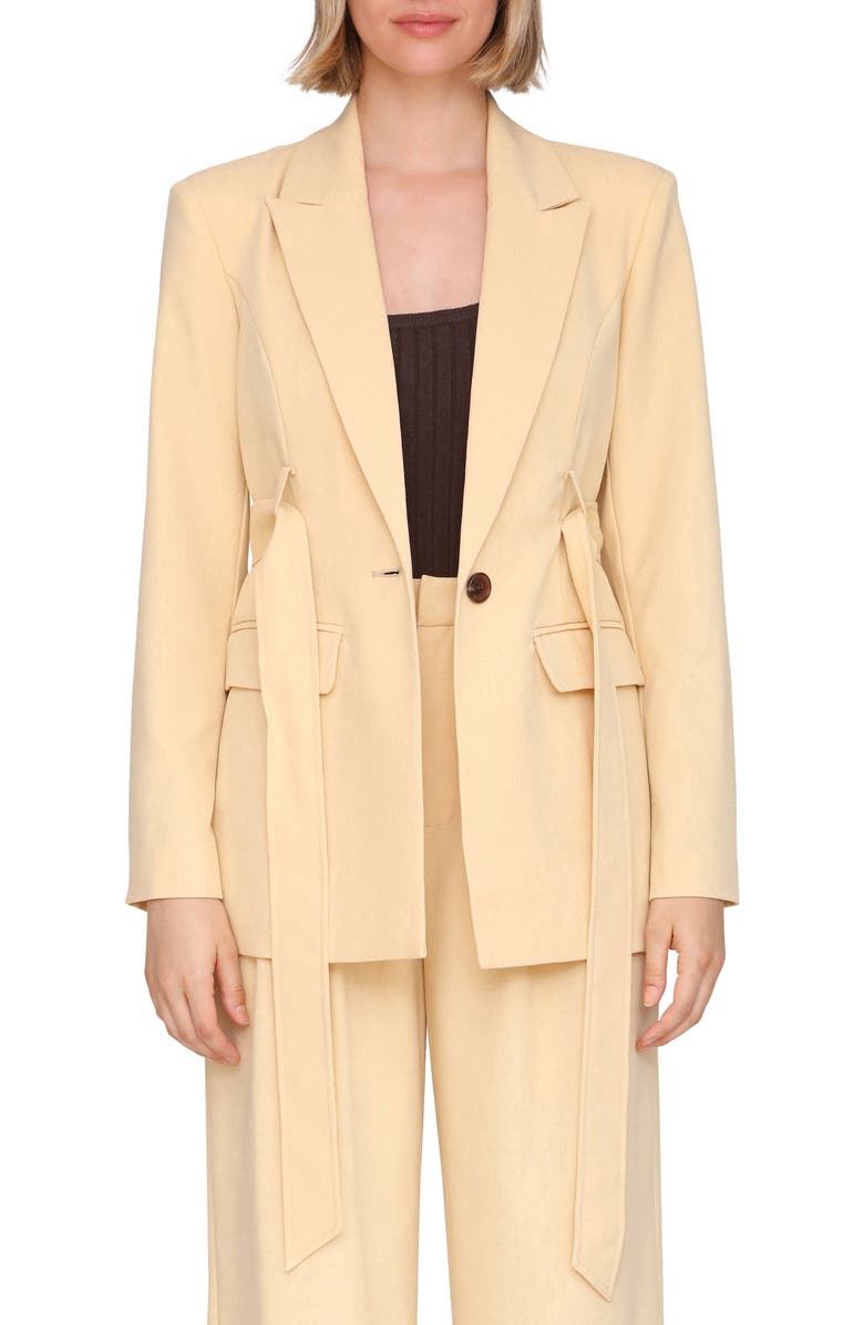 Avec Les Filles Drapey Long Belted Blazer, Alternate, color, Camel