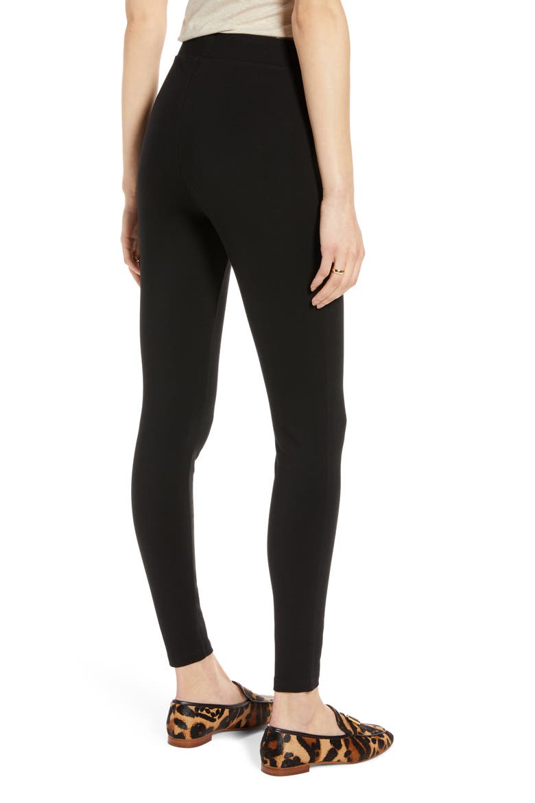 High Waist Ponte Leggings, Alternate, color, BLACK