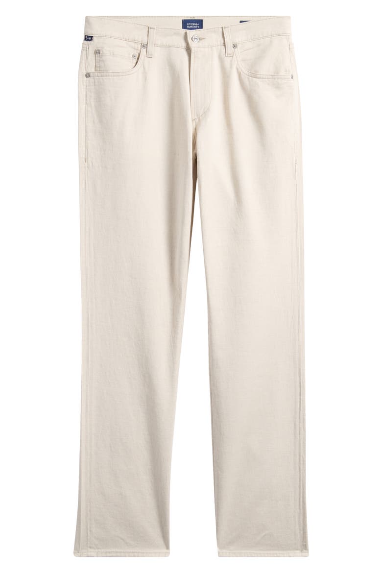 Elijah Relaxed Straight Stretch Linen & Cotton Pants, Alternate, color, NATURAL