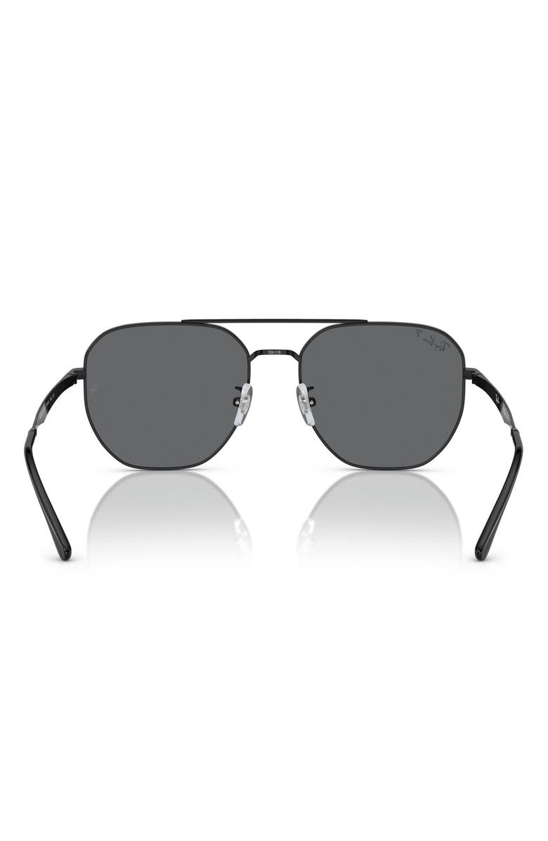 Ray-Ban 59mm Polarized Irregular Sunglasses, Alternate, color, Black / Dark Grey Polar