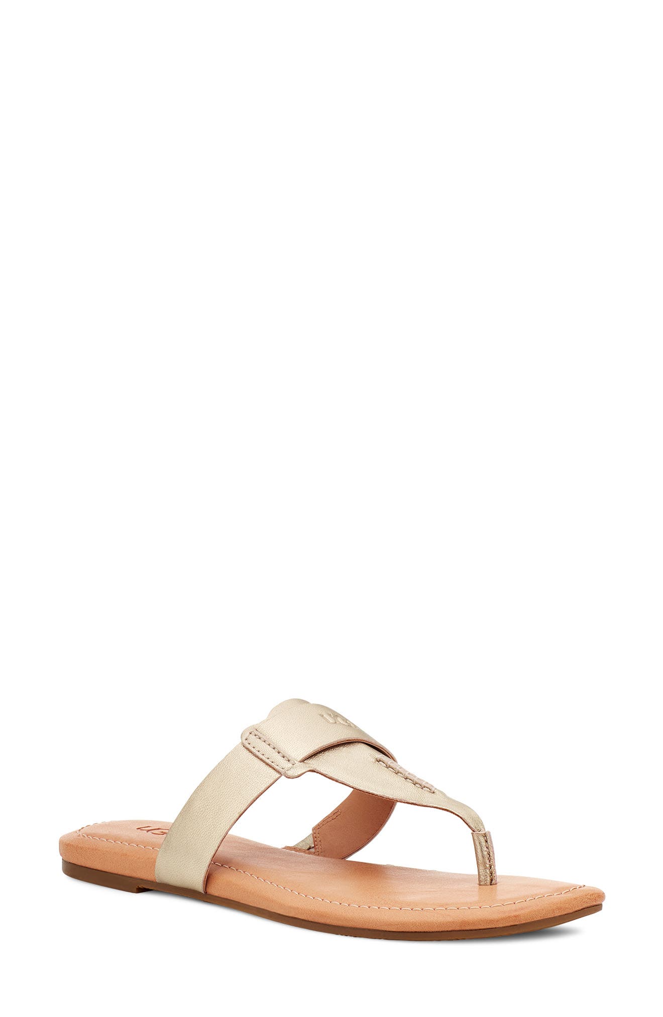 Gaila T-Strap Flip Flop, Main, color, GOLD METALLIC LEATHER