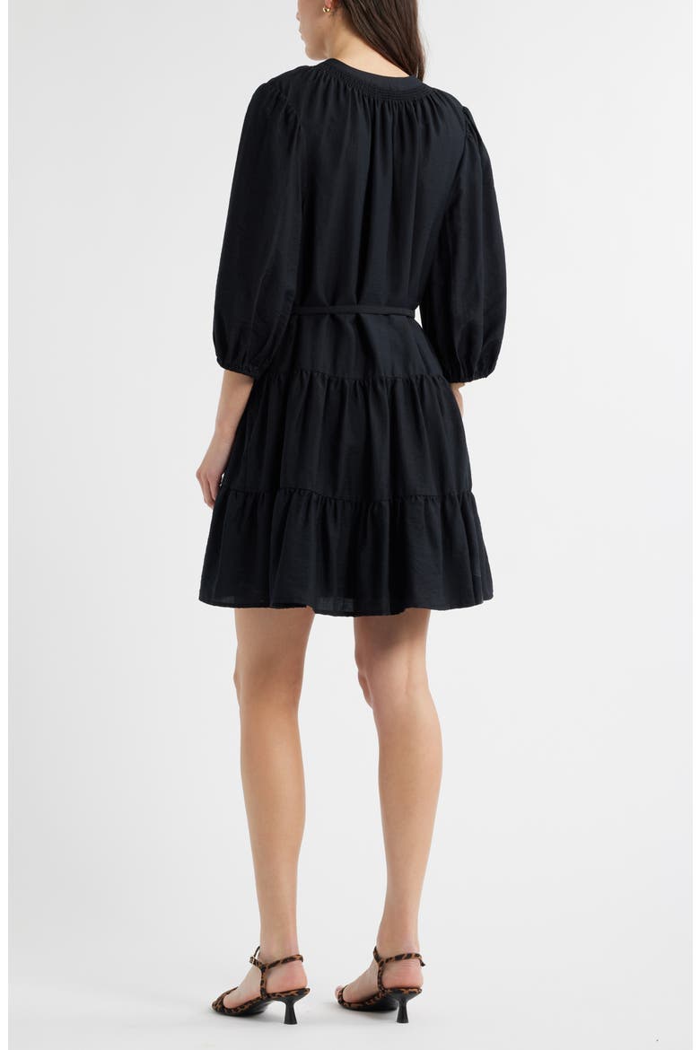 Tie Neck Tiered Dress, Alternate, color, BLACK