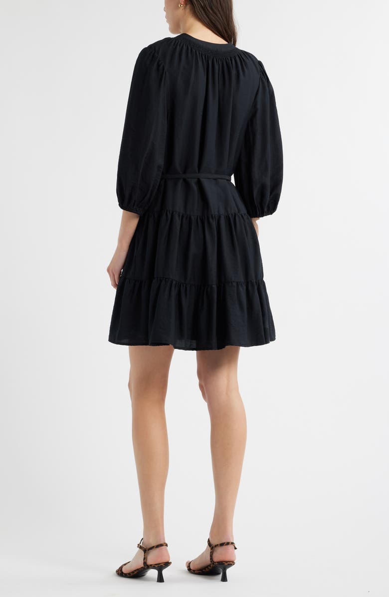 Caslon<sup>®</sup> Tie Neck Tiered Dress, Alternate, color, Black